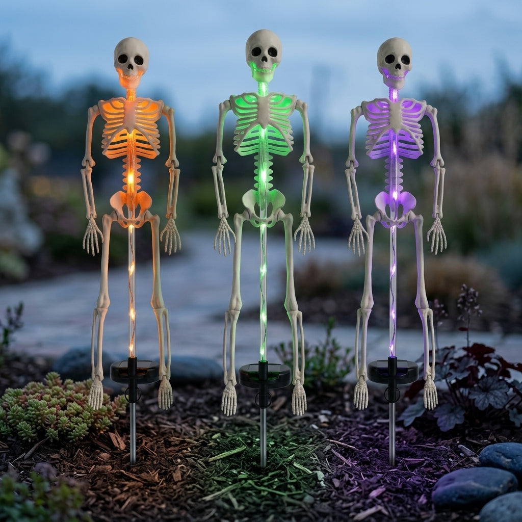 Solar Skeleton Garden Stake Light - LED Halloween Yard Decor