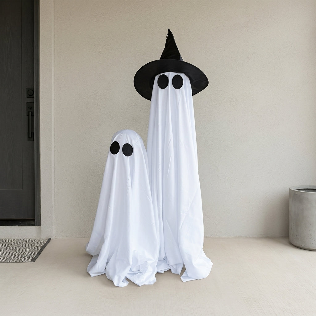 Glowing Ghost with Witch Hat - LED Halloween Decoration