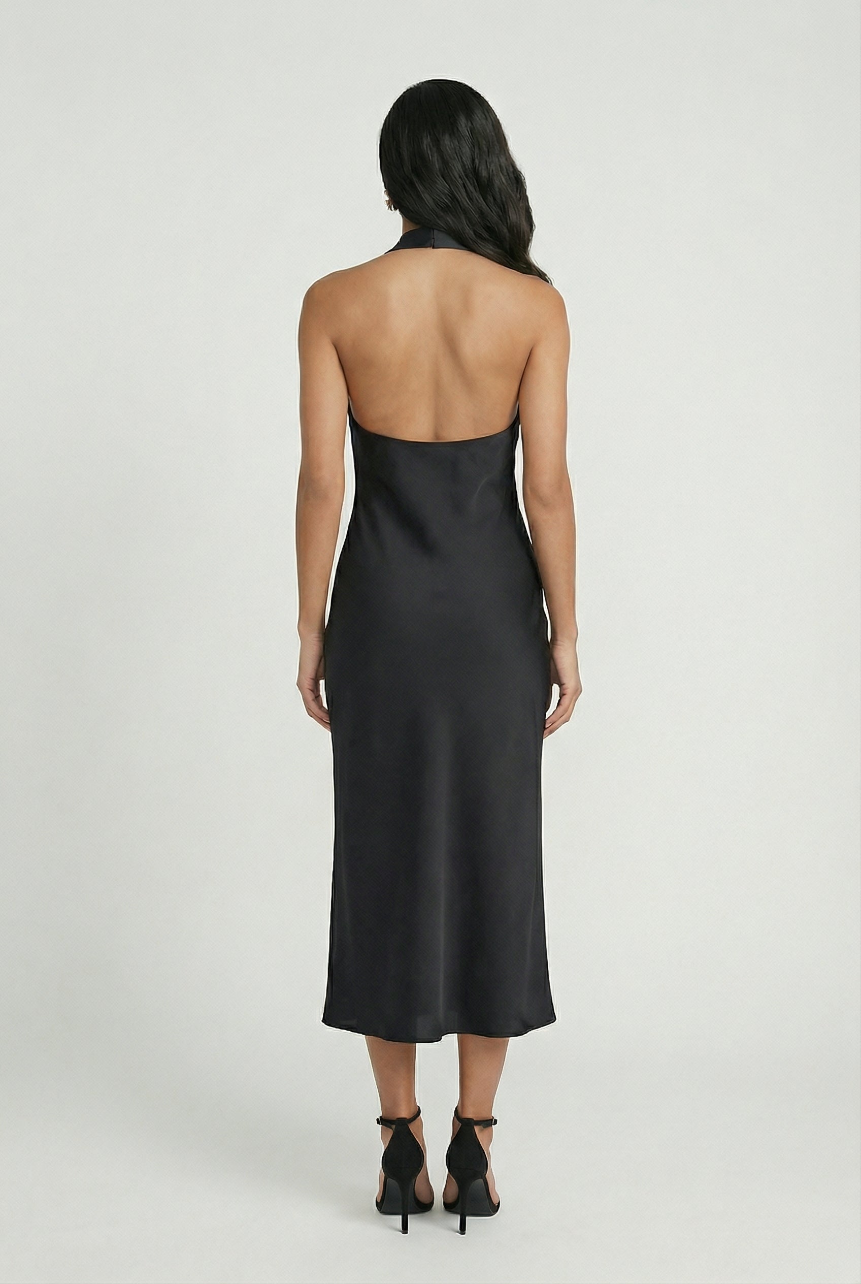 Dresses : Women's Black Midi Backless Summer Dress in van Vanda Liamo