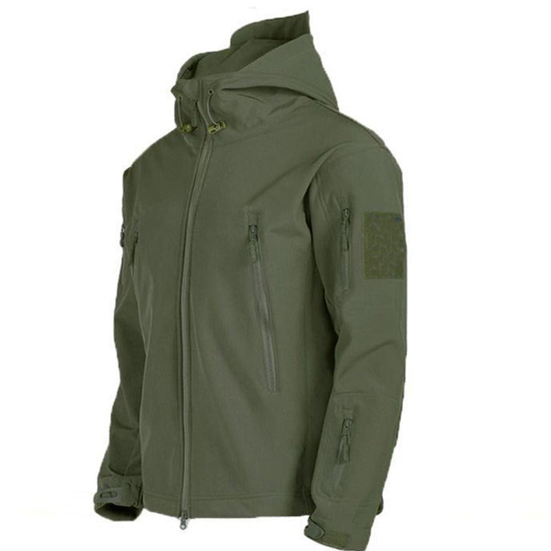 Men's Outdoor Set - Padded Winter Jacket with Hood and Cargo Pants