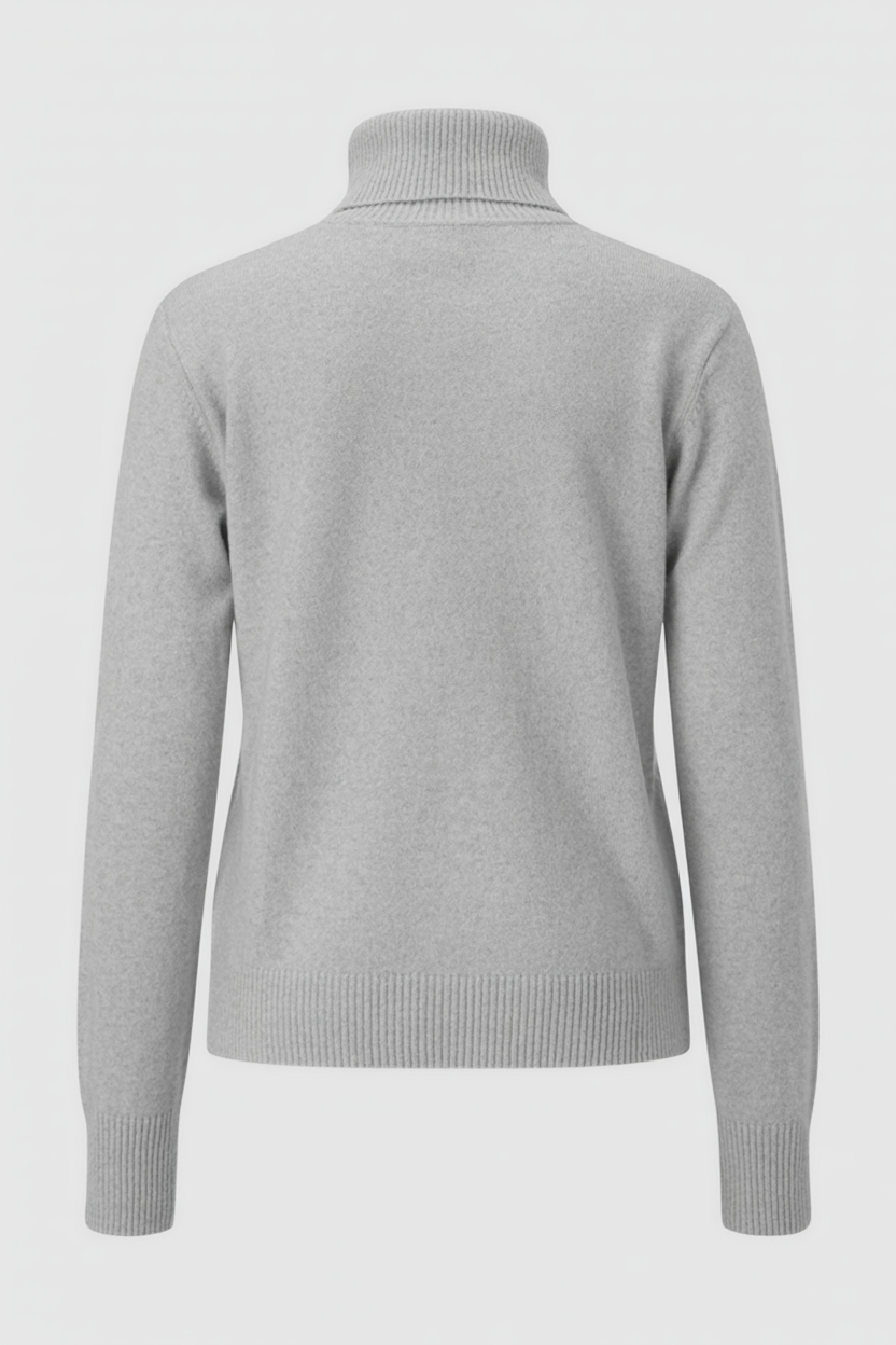 Women's Sweaters : Gray Fleece Lined Thermal Turtleneck Sweater in van Vanda Liamo