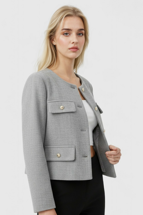 Chaqueta corta de invierno gris para mujer