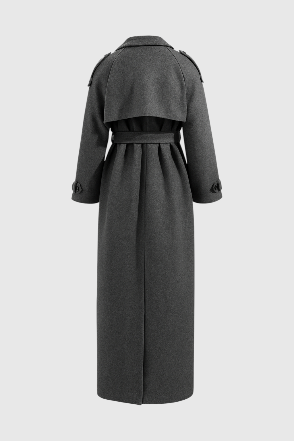 Coat : Women's Long Gray Double-Breasted Trench Coat with Belt in van Vanda Liamo
