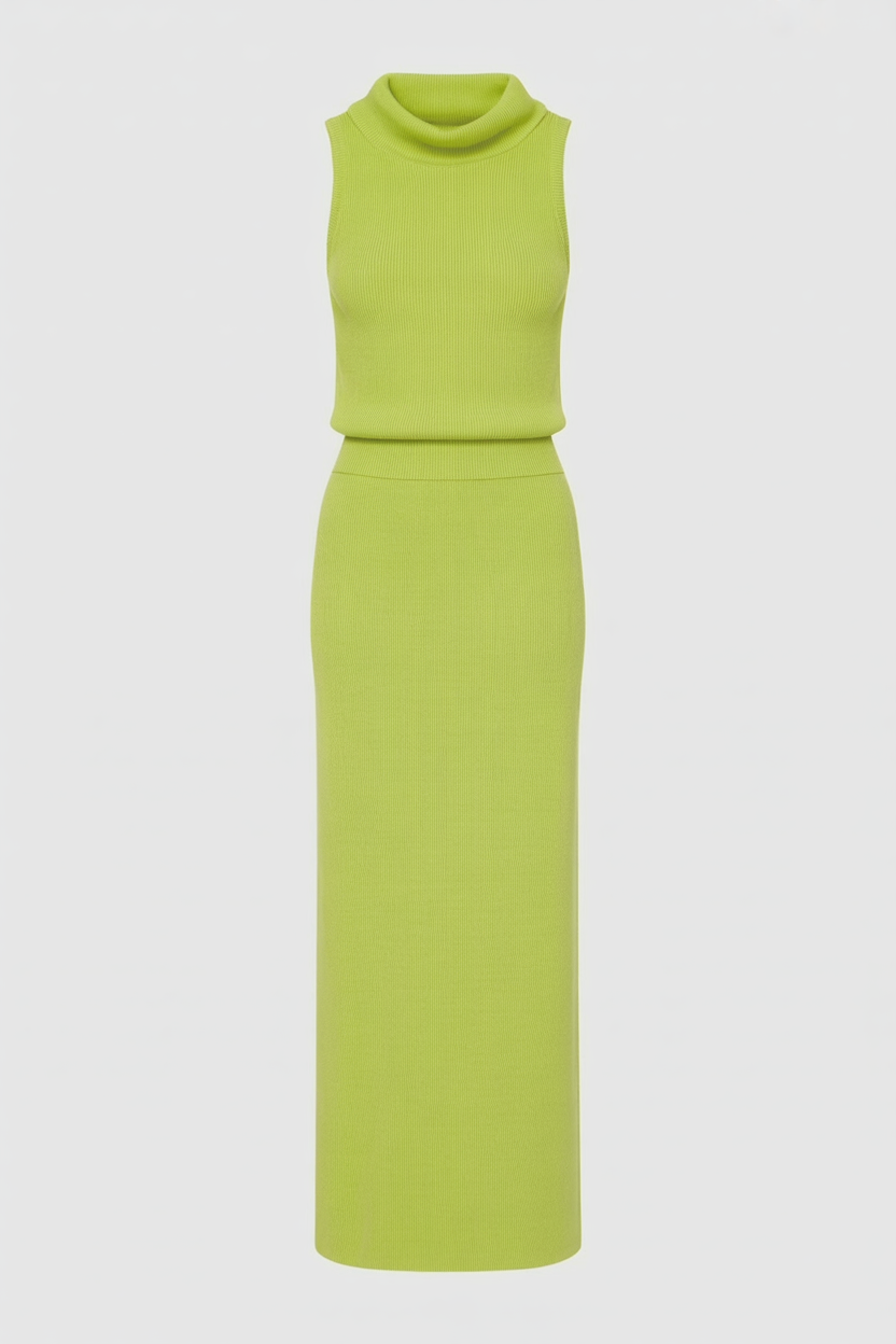 Women's Set : Women's Green Knit Skirt & Top Set - High-Quality in Green One Size van Vanda Liamo