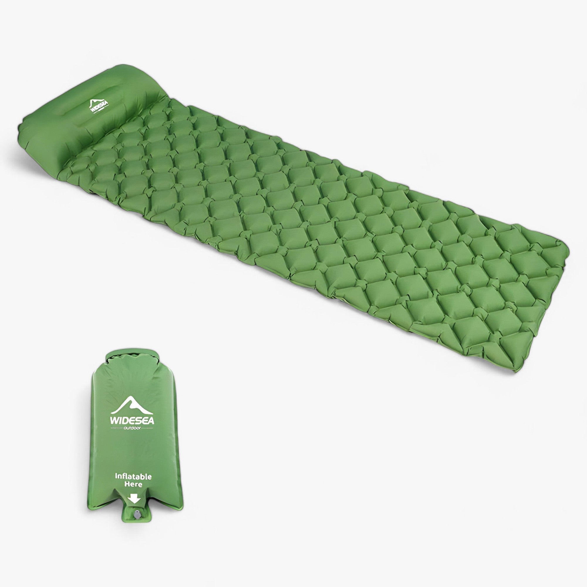 house & garden : Camping Mattress | Inflatable Sleeping Pad - Ultralight Padding for Outdoor Comfort in Green with Airbag van Vandaliamo