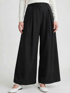 Women's High-Waisted Wide-Leg Black Dress Pants - Comfortable & Stylish
