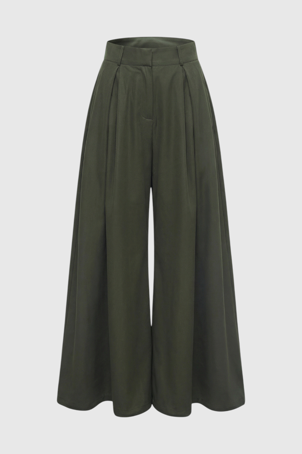 Pants : Women's High-Waisted Wide-Leg Army Green Cargo Pants in Army Green van Vanda Liamo