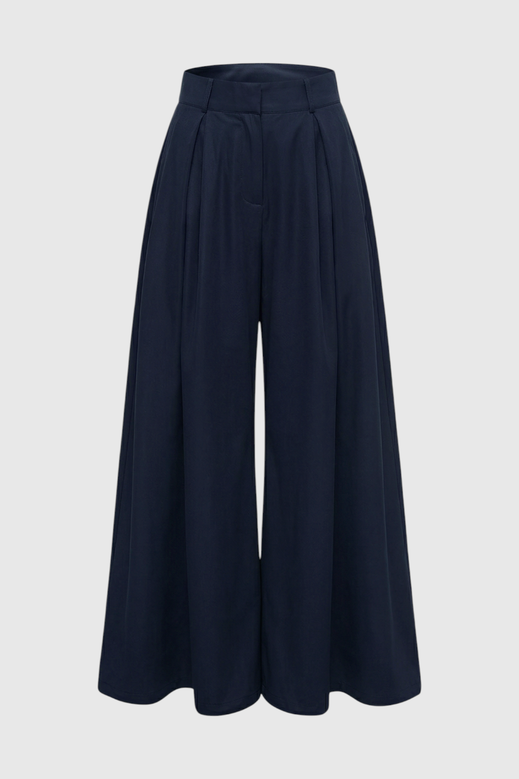Pants : Women's High-Waisted Wide-Leg Navy Pants - Comfortable & Stylish in Navy Blue van Vanda Liamo
