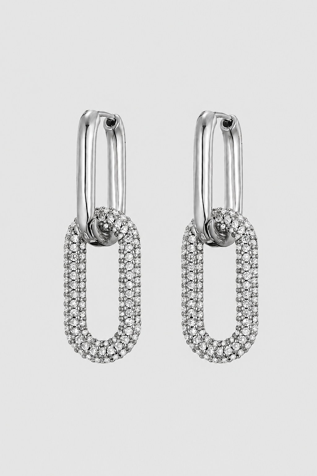 Interlocking Chain Oval Drop Earrings - Modern Fine Jewelry & Gala Glamour