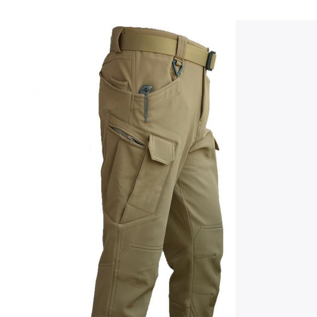 Men's Outdoor Set - Padded Winter Jacket with Hood and Cargo Pants