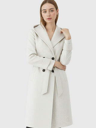 Long Beige Coat with Hood