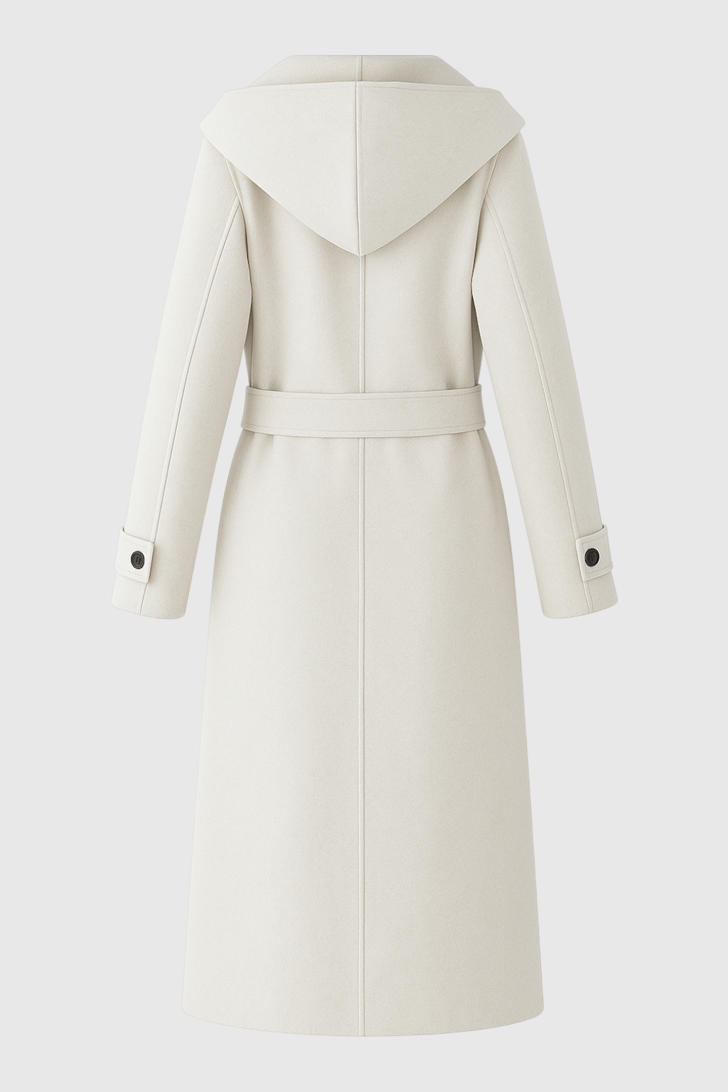 Coat : Long Beige Coat with Hood in van Vanda Liamo