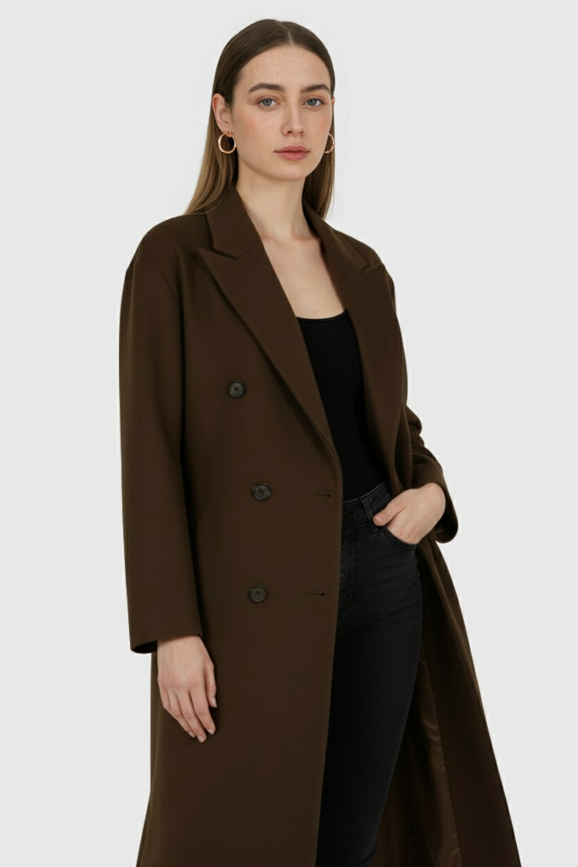 Coat : Long Brown Women's Winter Coat in van Vanda Liamo