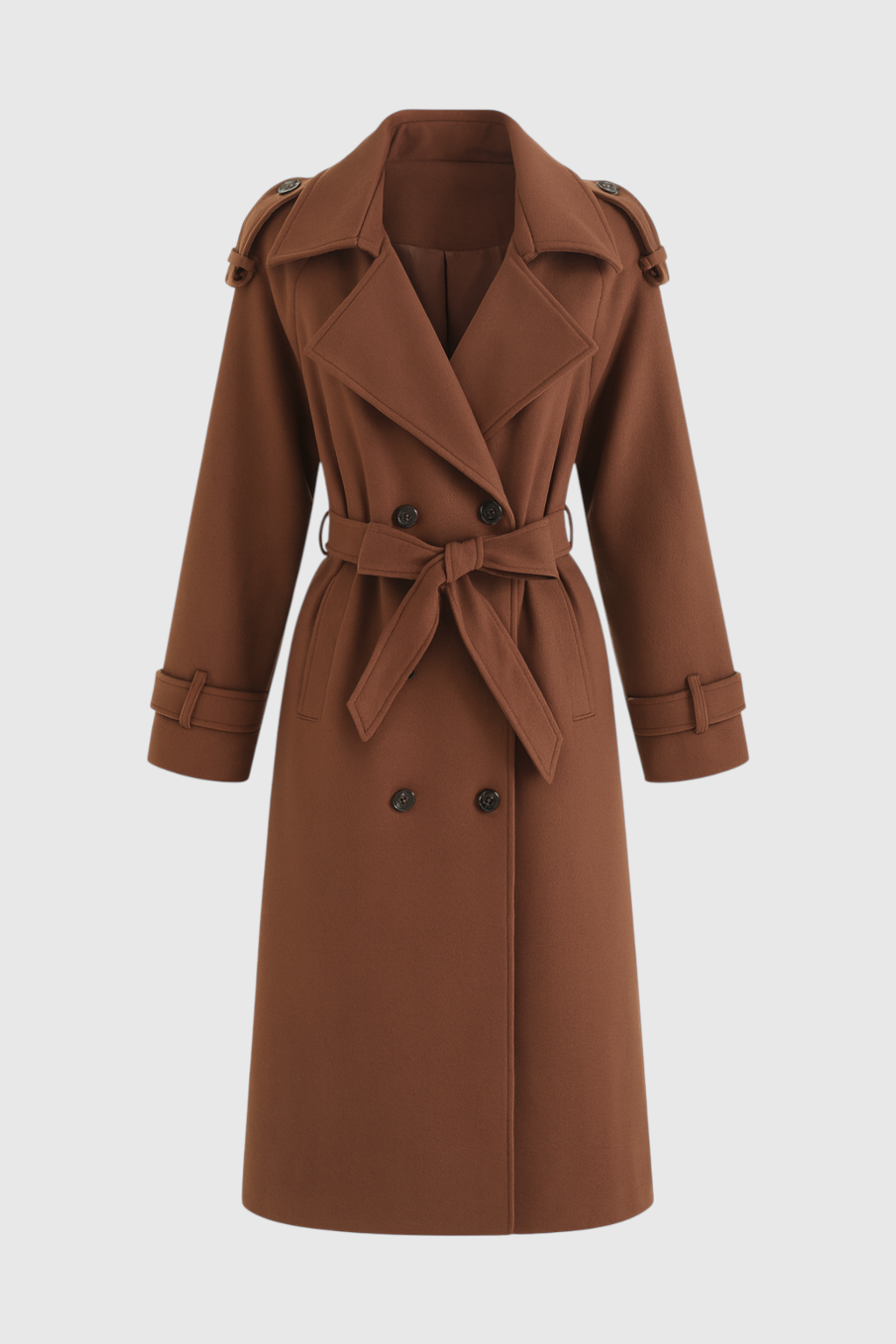 Coat : Long Brown Women's Coat with Belt in Brown van Vanda Liamo