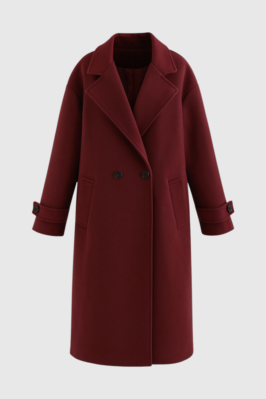 Coat : Long Women's Burgundy Coat in Burgundy van Vanda Liamo