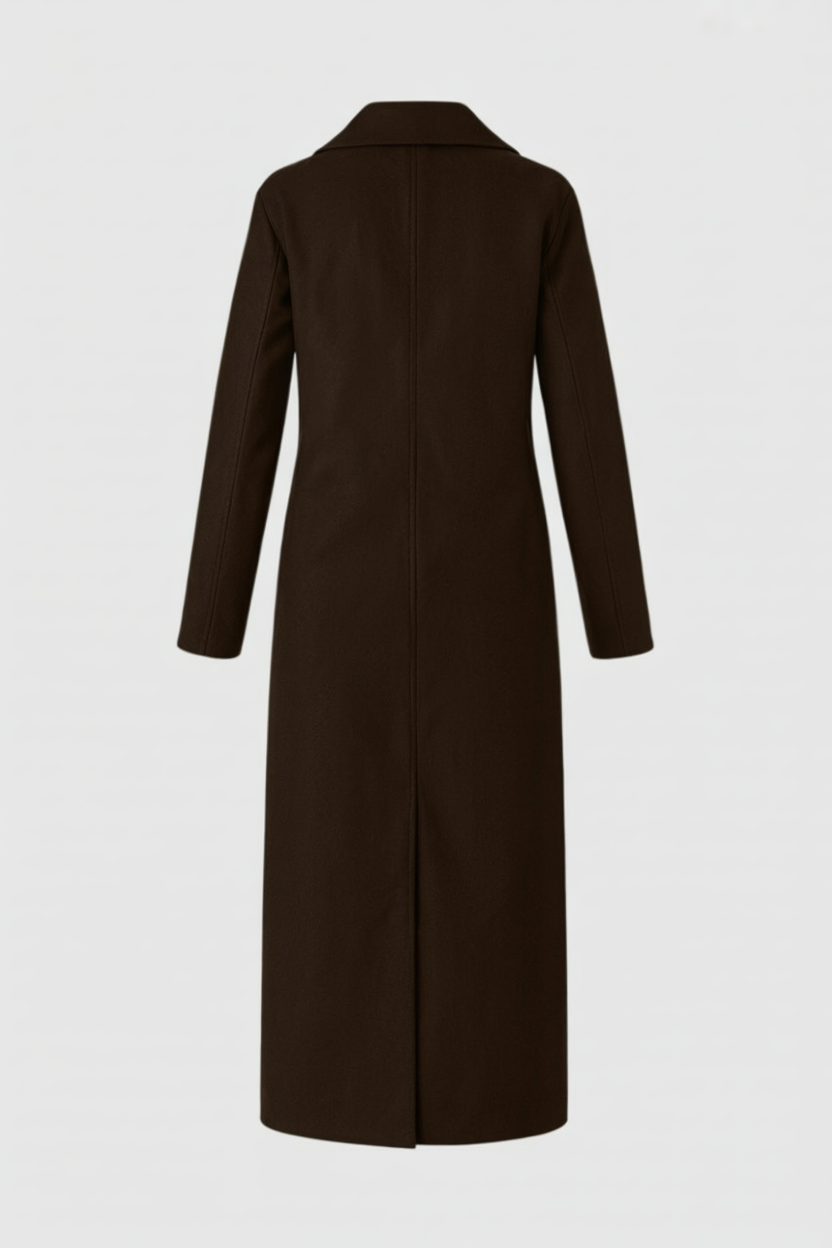 Coat : Women's Long Dark Brown Winter Coat - Warm & Stylish Outerwear in van Vanda Liamo