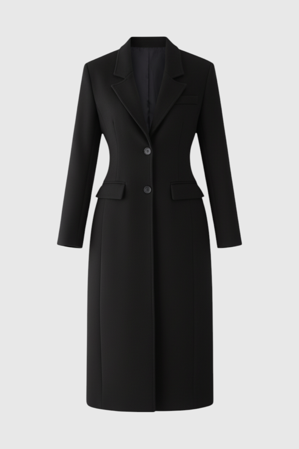 Coat : Women's Long Black Winter Coat - Warm & Stylish Outerwear in Black van Vanda Liamo