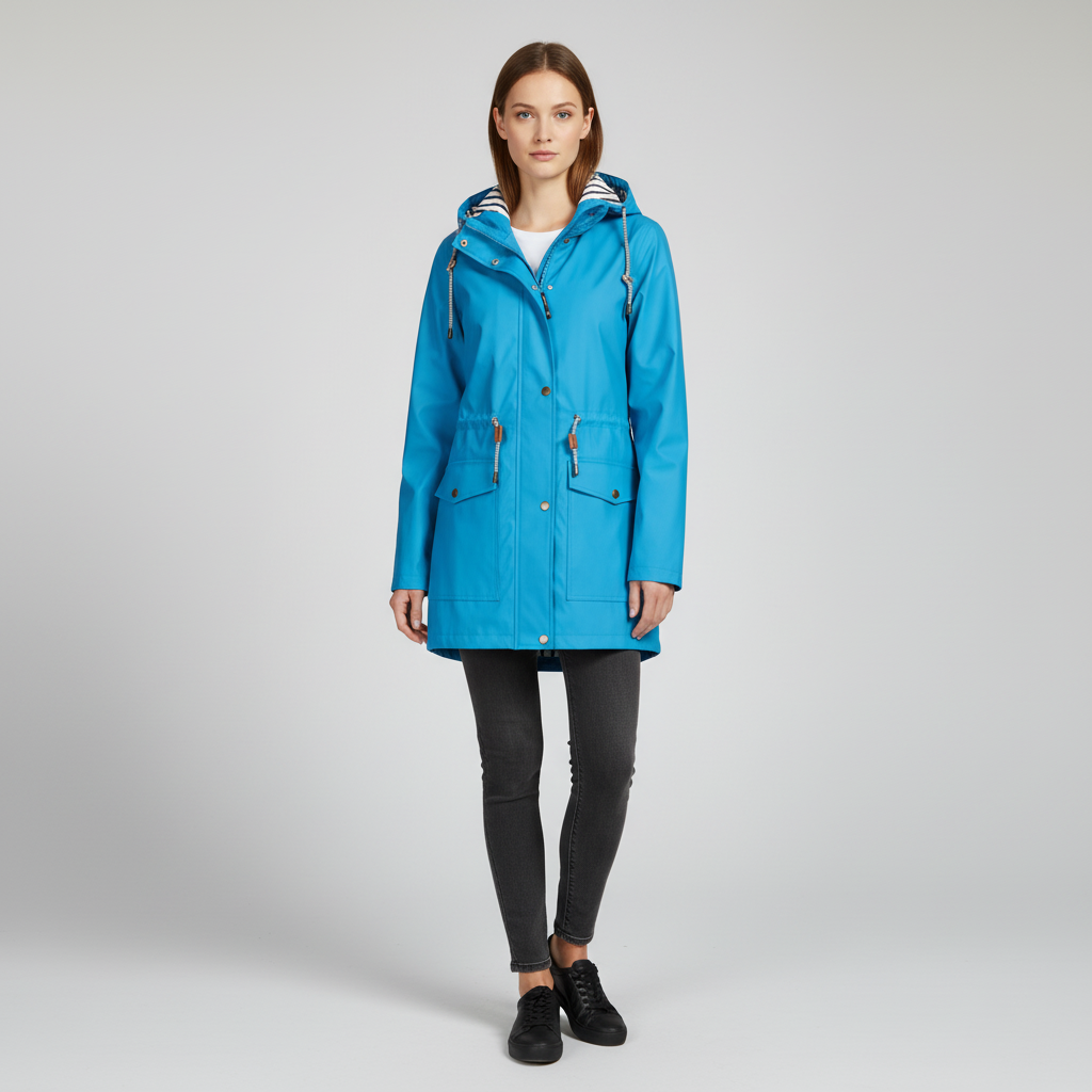 Women's Lightweight Hooded Jacket with Striped Lining