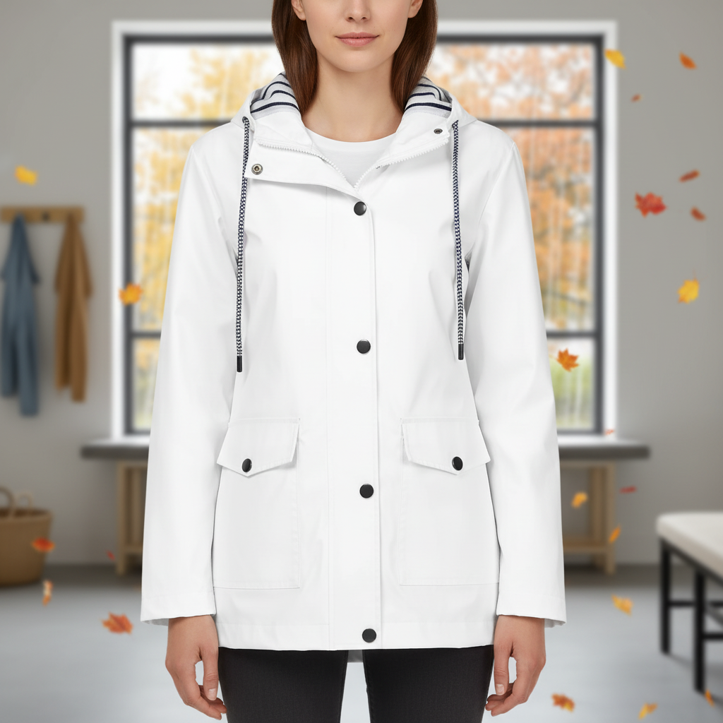 Women's Lightweight Hooded Jacket with Striped Lining