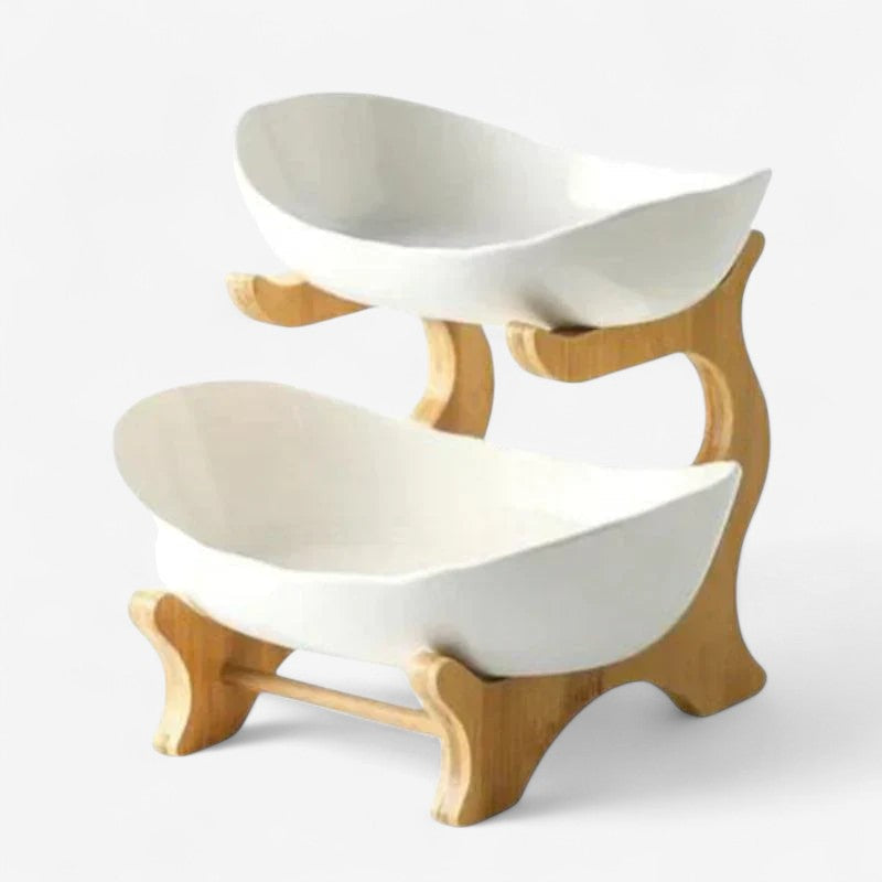 Kitchen : Multi-Tier Fruit Bowl Display with Removable Trays in White 2 tier van Vandaliamo