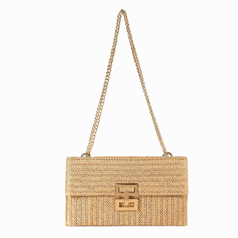 Woven Shoulder Bag with Chain and Swivel Clip