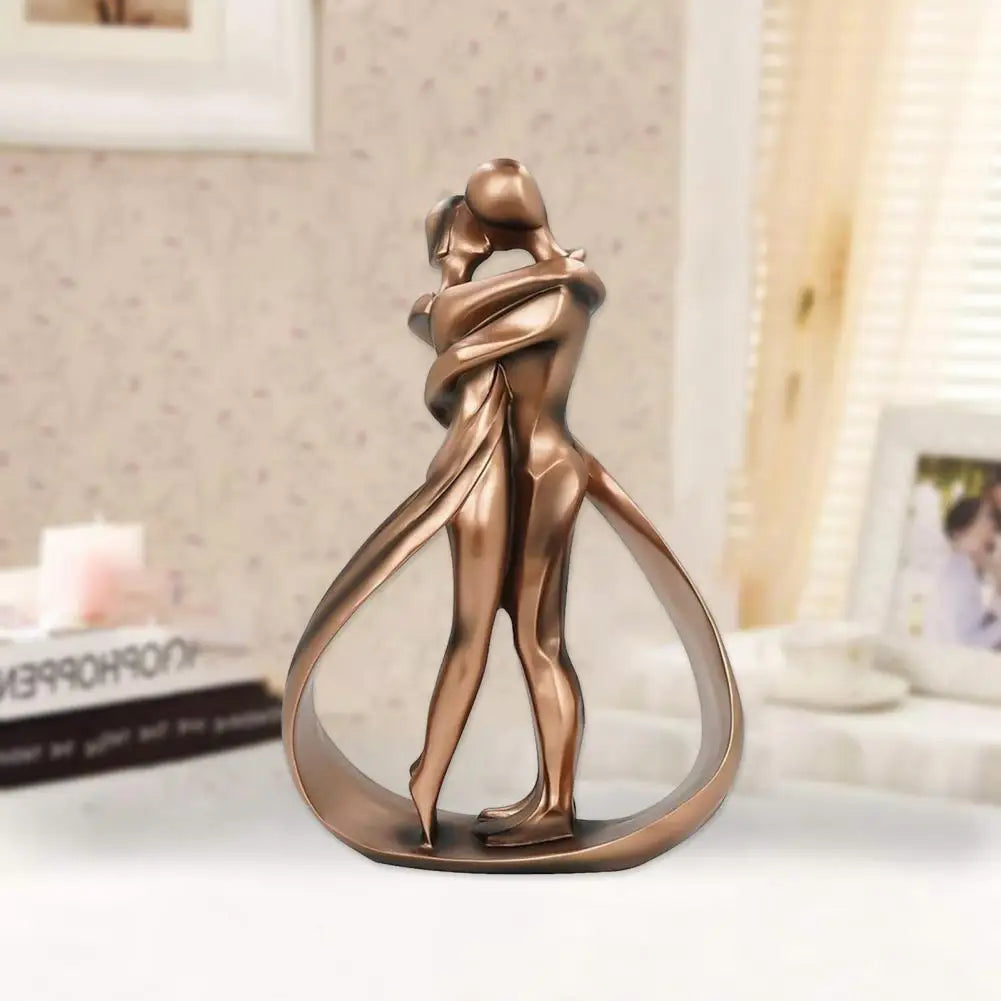 Embracing Couple Sculpture - Bronze-Look Resin Home Decor Statue