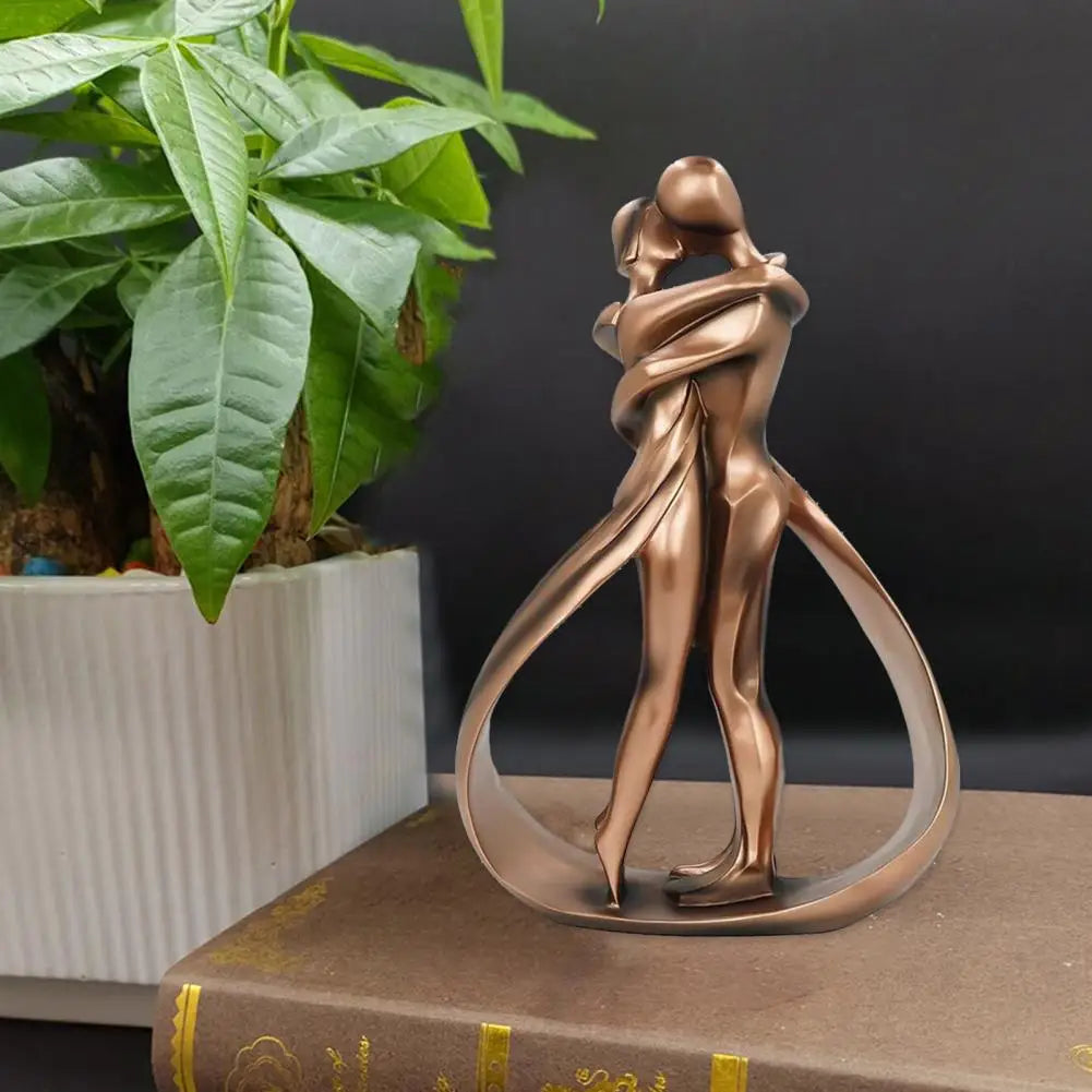 Embracing Couple Sculpture - Bronze-Look Resin Home Decor Statue