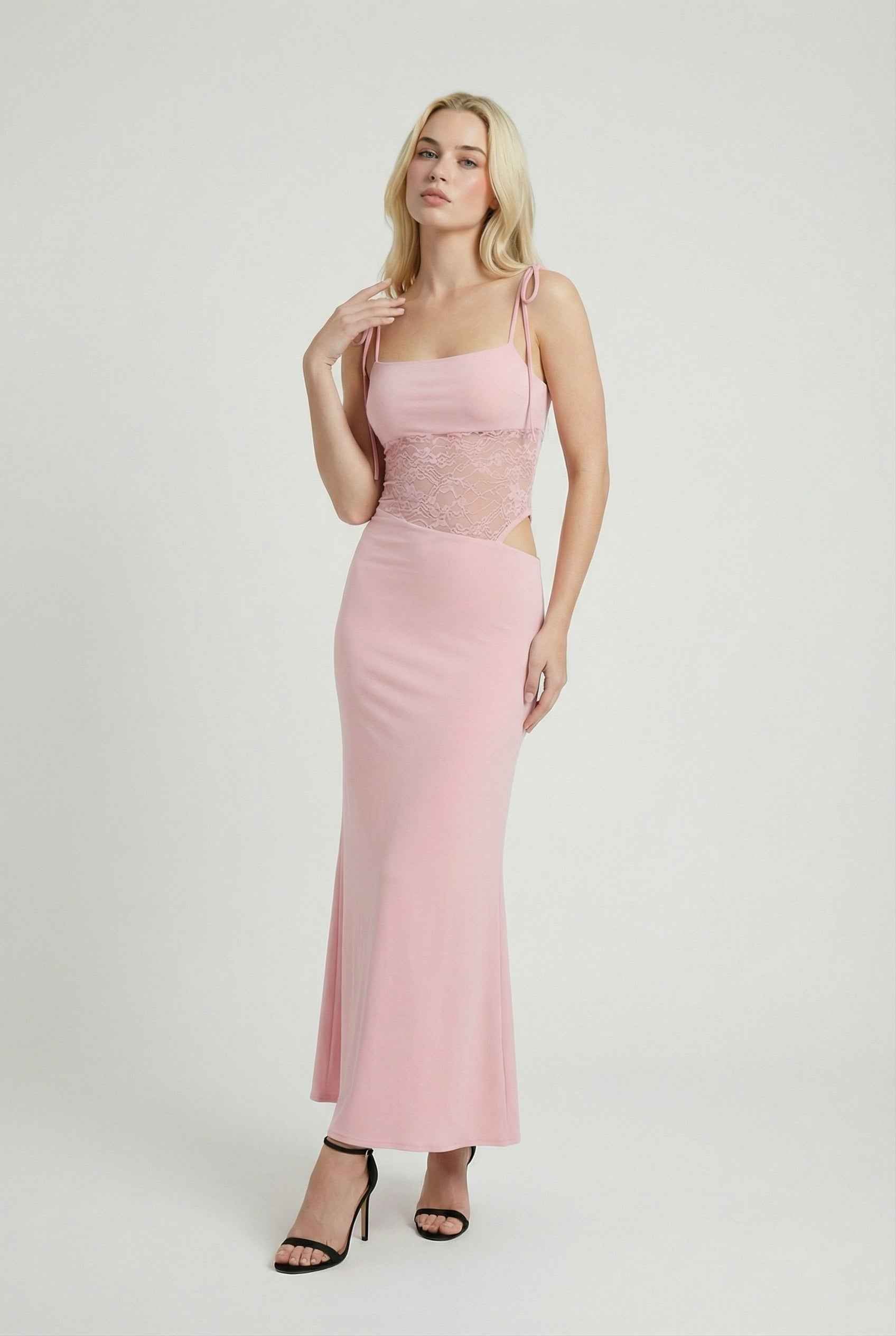 Women's Dresses : Women's Pink Lace Sleeveless Maxi Dress for Special Occasions in van Vanda Liamo