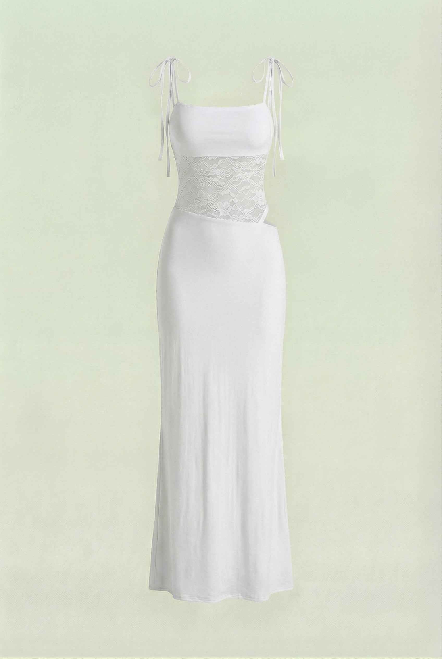 Women's Dresses : Women's Elegant Lace Evening Gown - Floor-Length Formal Party Dress in White van Vanda Liamo