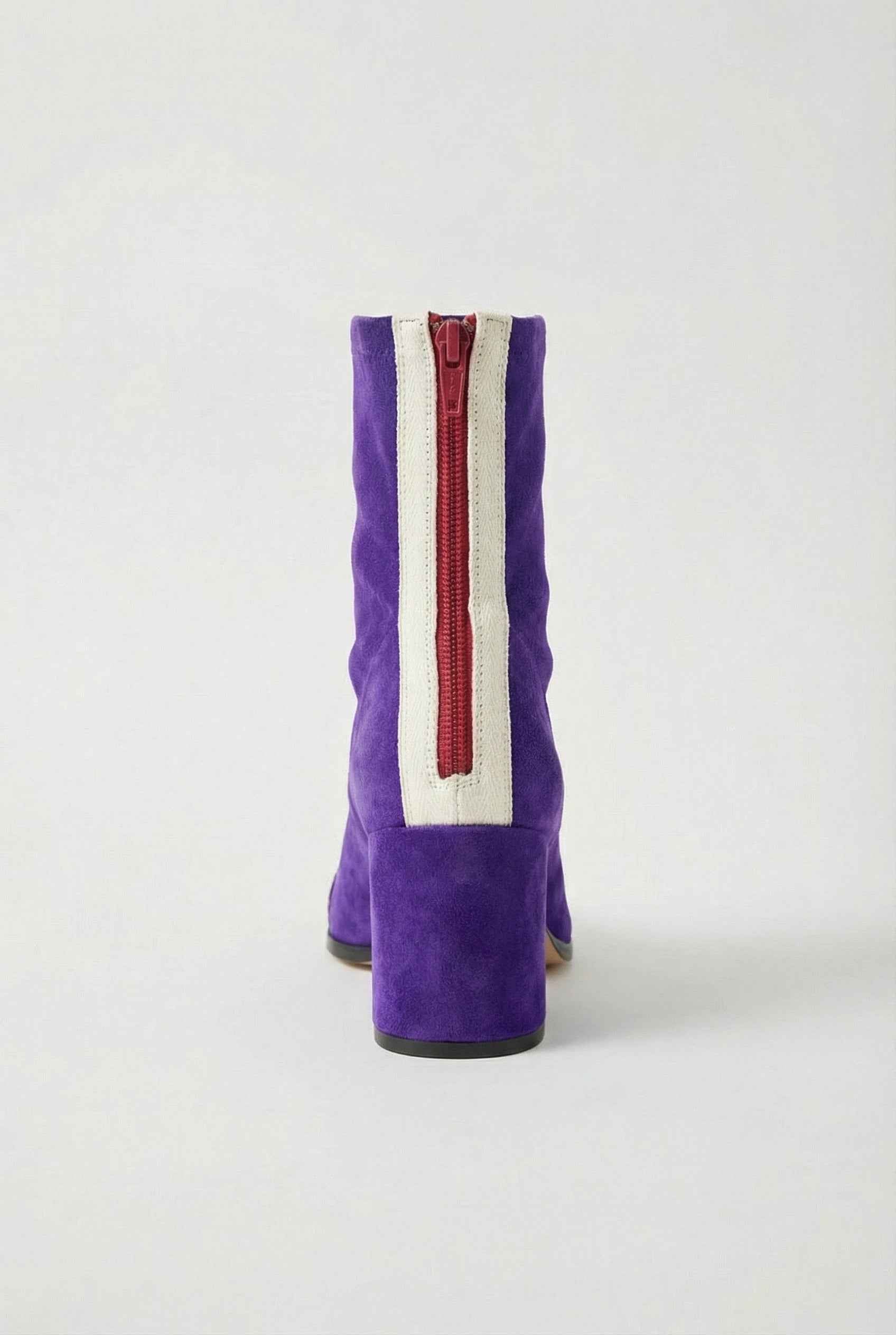 Women's Boots : Women's Purple Faux Leather Retro Mid-Calf Boots - Vintage Style Chunky Heel in van Vanda Liamo