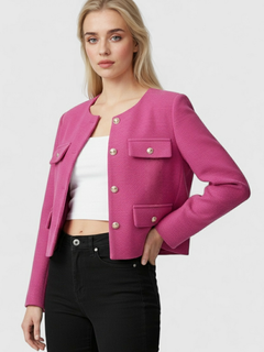 Women's Pink & Red Puffer Winter Short Jacket - Warm & Stylish