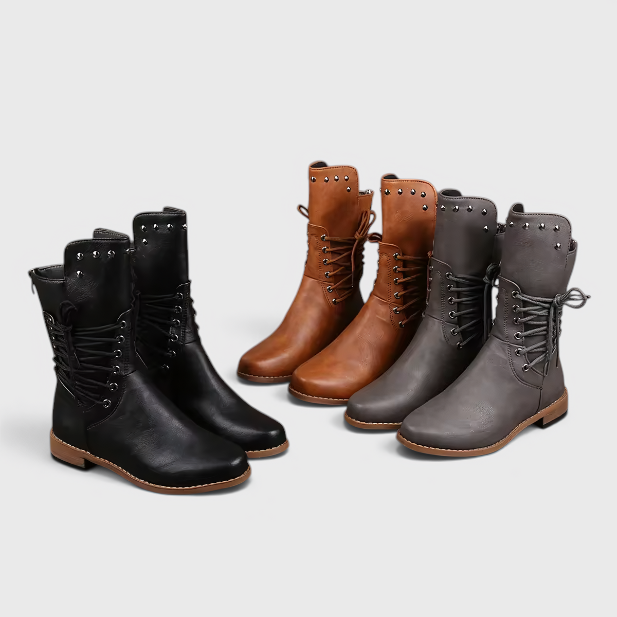 Fashion : Women's Lace-Up Boots with Block Heel and Western Details in van Vanda Liamo