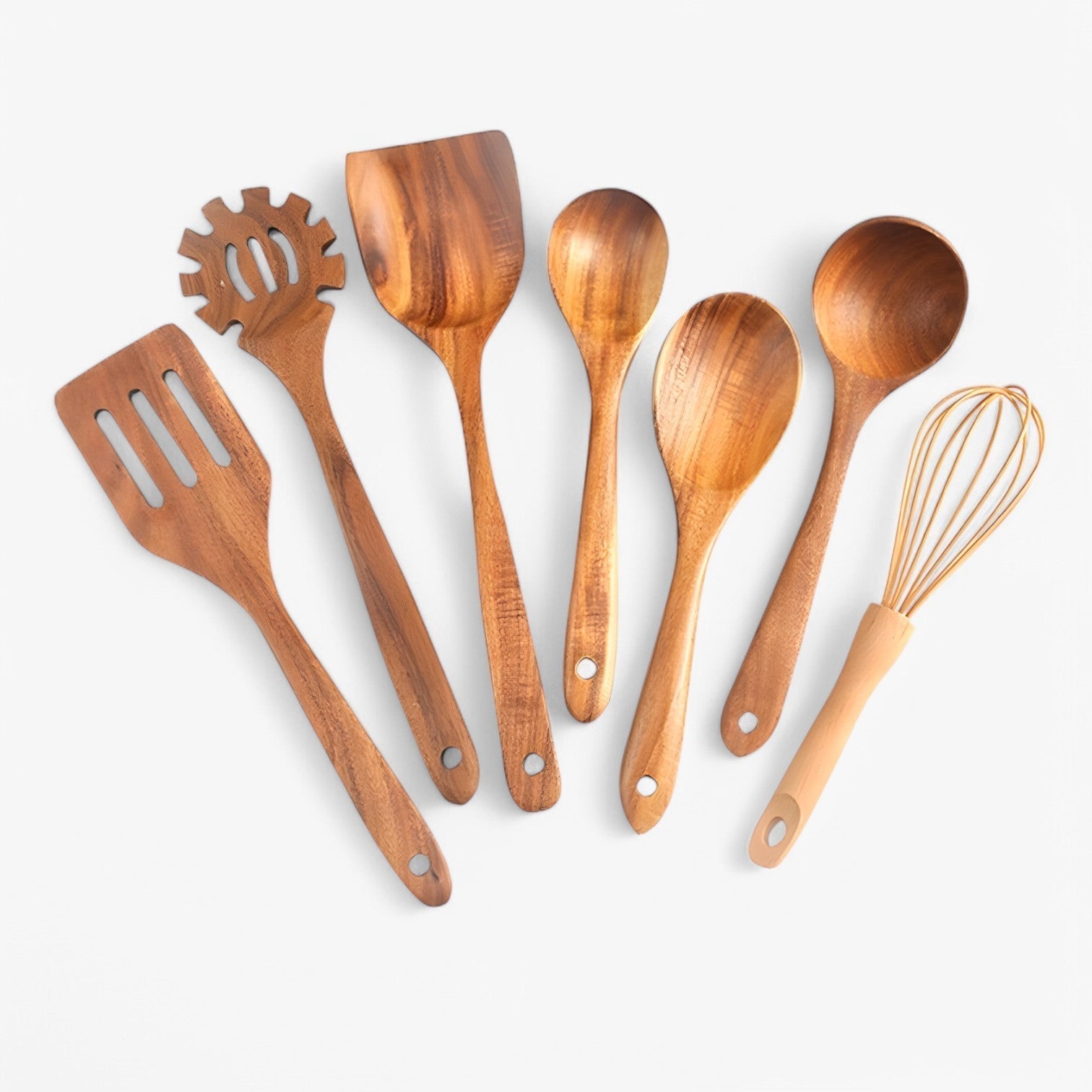 house & garden : 7-piece Wooden Cooking Set - Natural, Sustainable, and Non-Stick in van Vandaliamo
