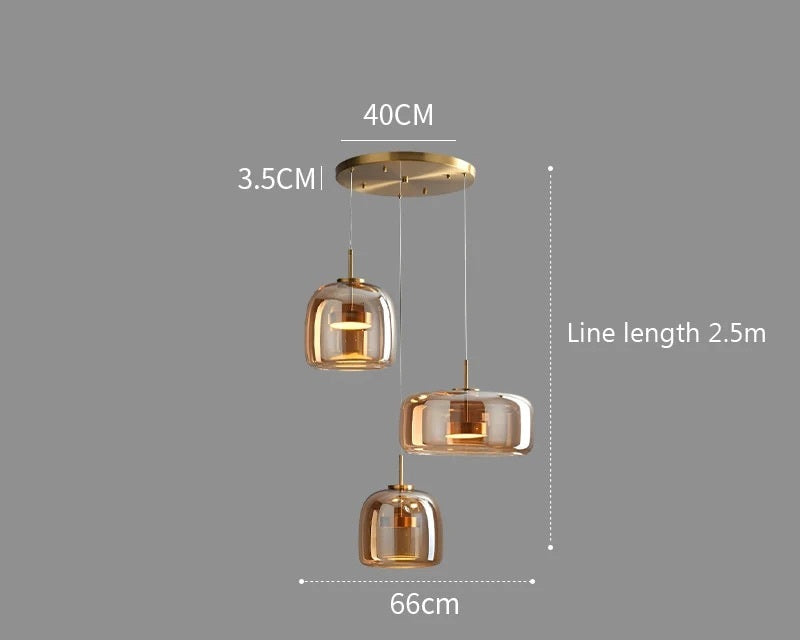 Home Decor : Luxury Glass & Metal Pendant Lamp - Elegant Hanging Light in Design 3 Dia - Gold van Vandaliamo