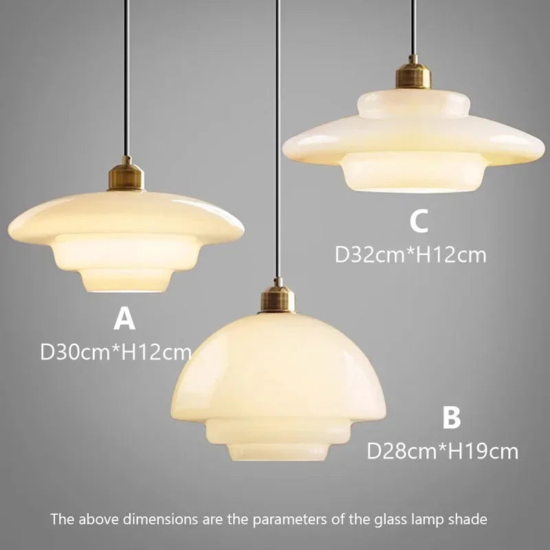 Calistre - Mid-Century Milky Glass Pendant Light