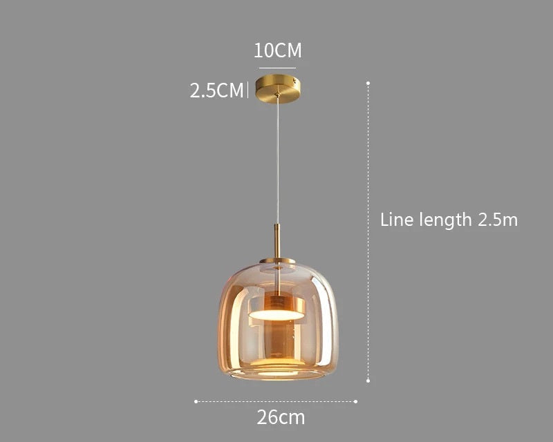 Home Decor : Luxury Glass & Metal Pendant Lamp - Elegant Hanging Light in Design A 26cm - Gold van Vandaliamo