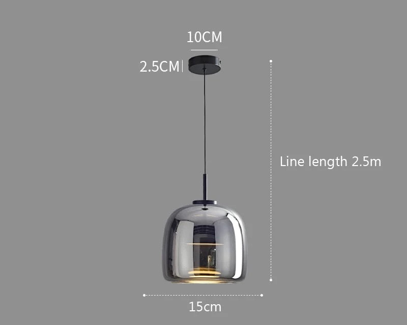 Home Decor : Luxury Glass & Metal Pendant Lamp - Elegant Hanging Light in Design B 15cm - Black van Vandaliamo