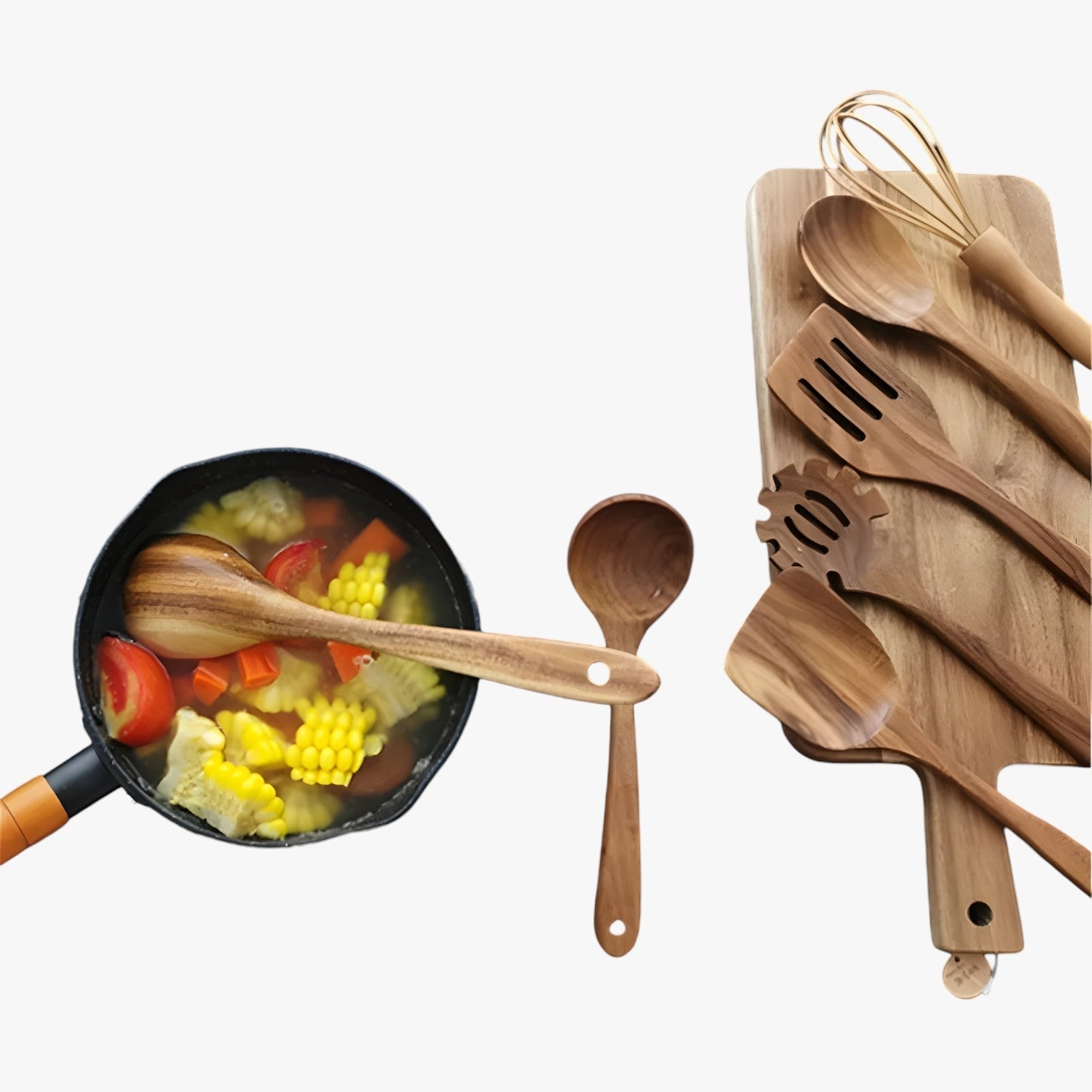 house & garden : 7-piece Wooden Cooking Set - Natural, Sustainable, and Non-Stick in van Vandaliamo