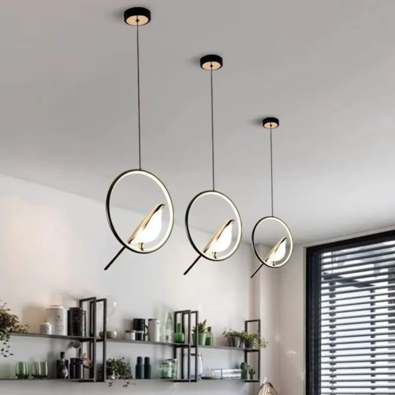 Golden Bird Pendant Lamp – LED Sculpture Ceiling Light
