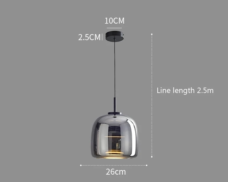 Home Decor : Luxury Glass & Metal Pendant Lamp - Elegant Hanging Light in Design A 26cm - Black van Vandaliamo
