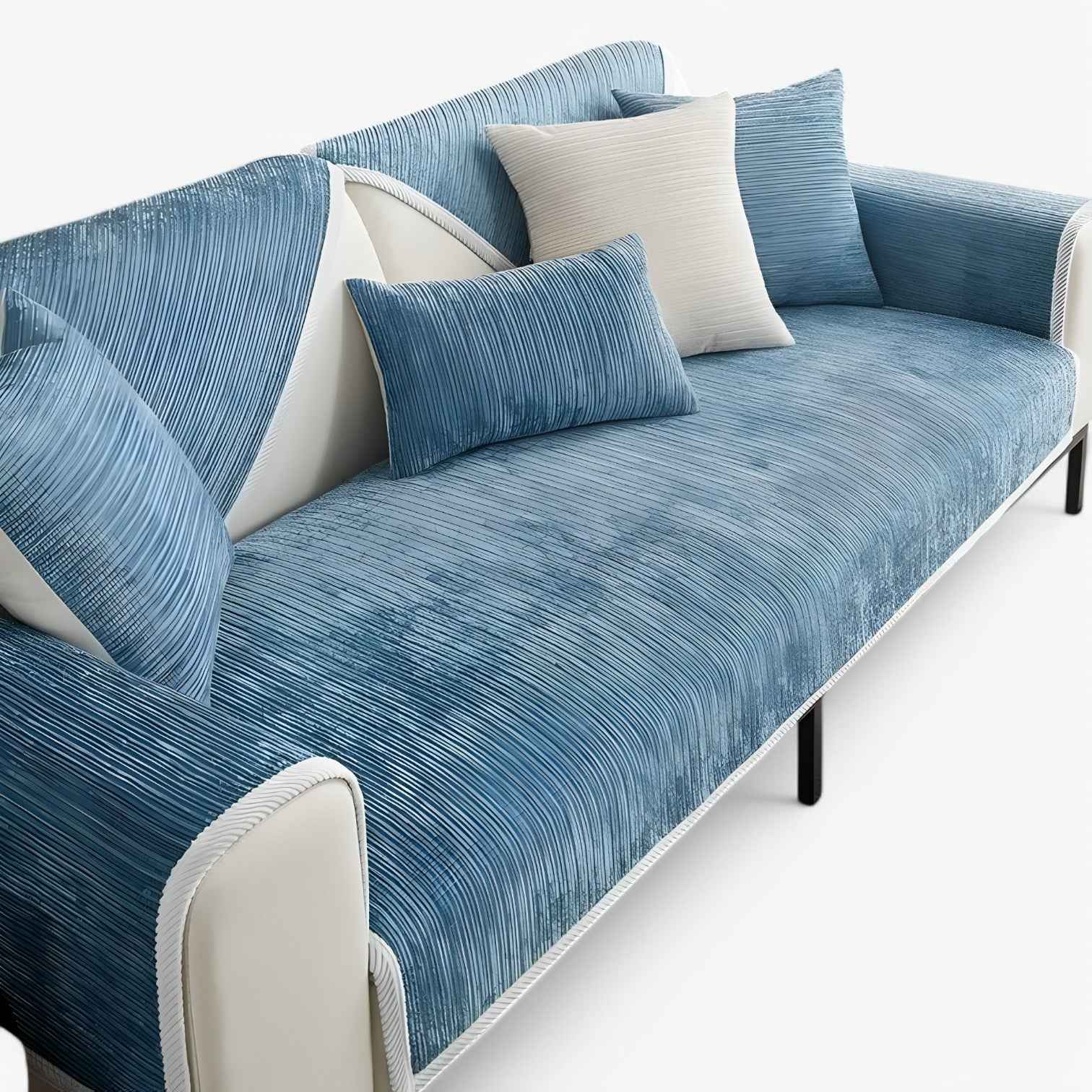 house & garden : Striped Chenille Sofa Cover - Protects & Decorates Your Sofa in Blue van Vandaliamo