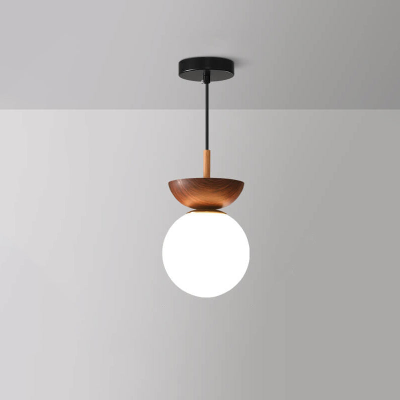 Home Decor : Nordic Orb Ceiling Lamp - Wood Grain & Metal Accent in Hanging Lamp Walnut Tone van Vandaliamo