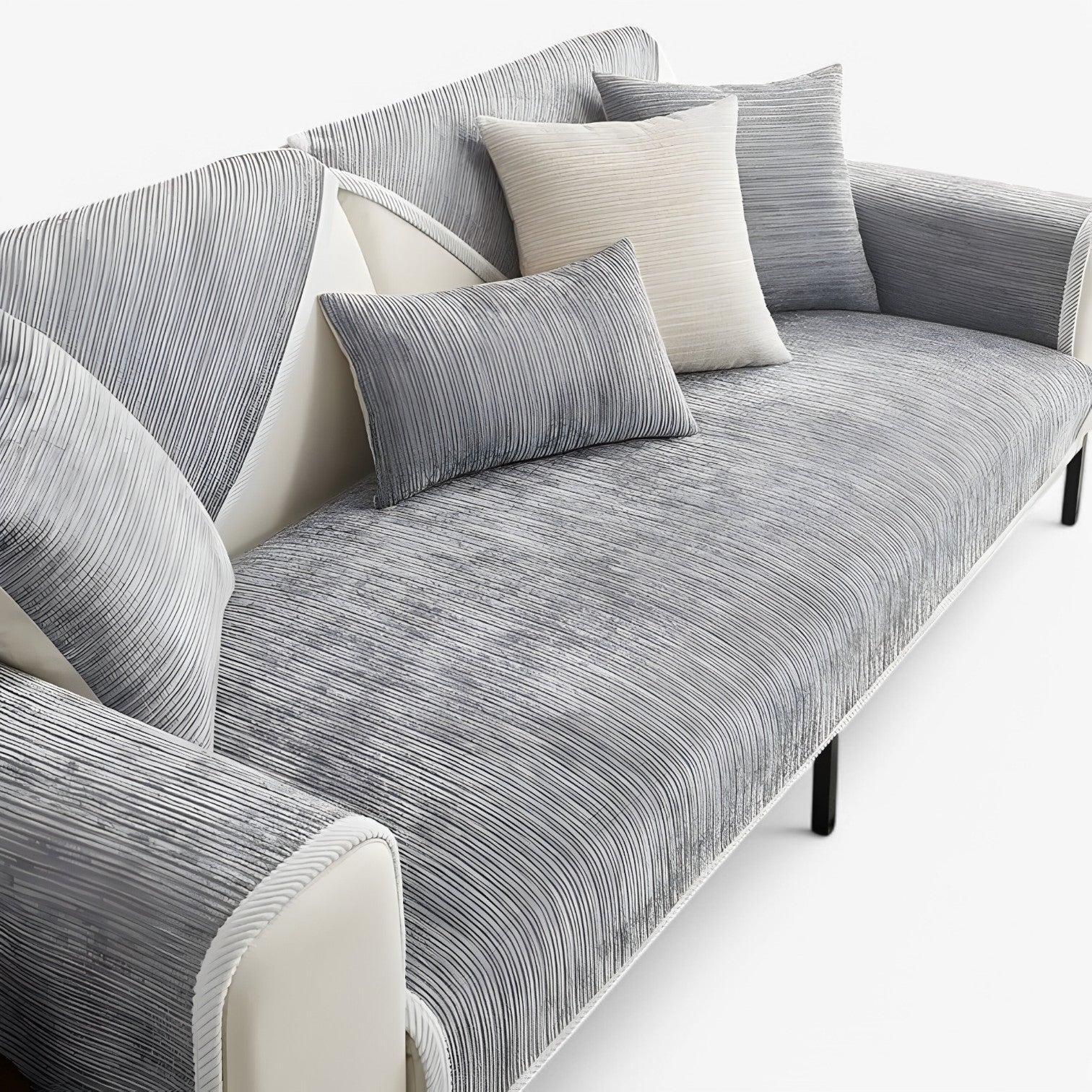 house & garden : Striped Chenille Sofa Cover - Protects & Decorates Your Sofa in Light Grey van Vandaliamo