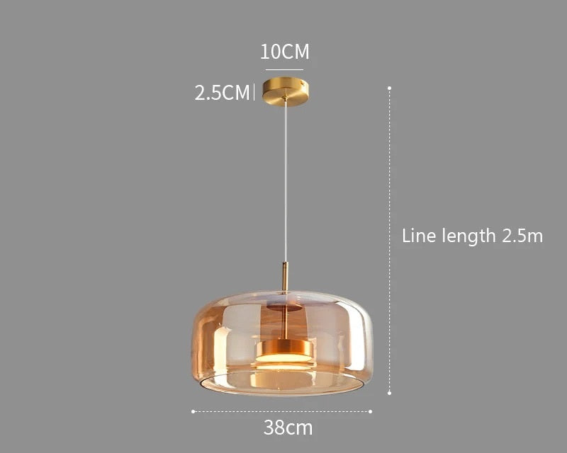 Home Decor : Luxury Glass & Metal Pendant Lamp - Elegant Hanging Light in 38cm Gold van Vandaliamo