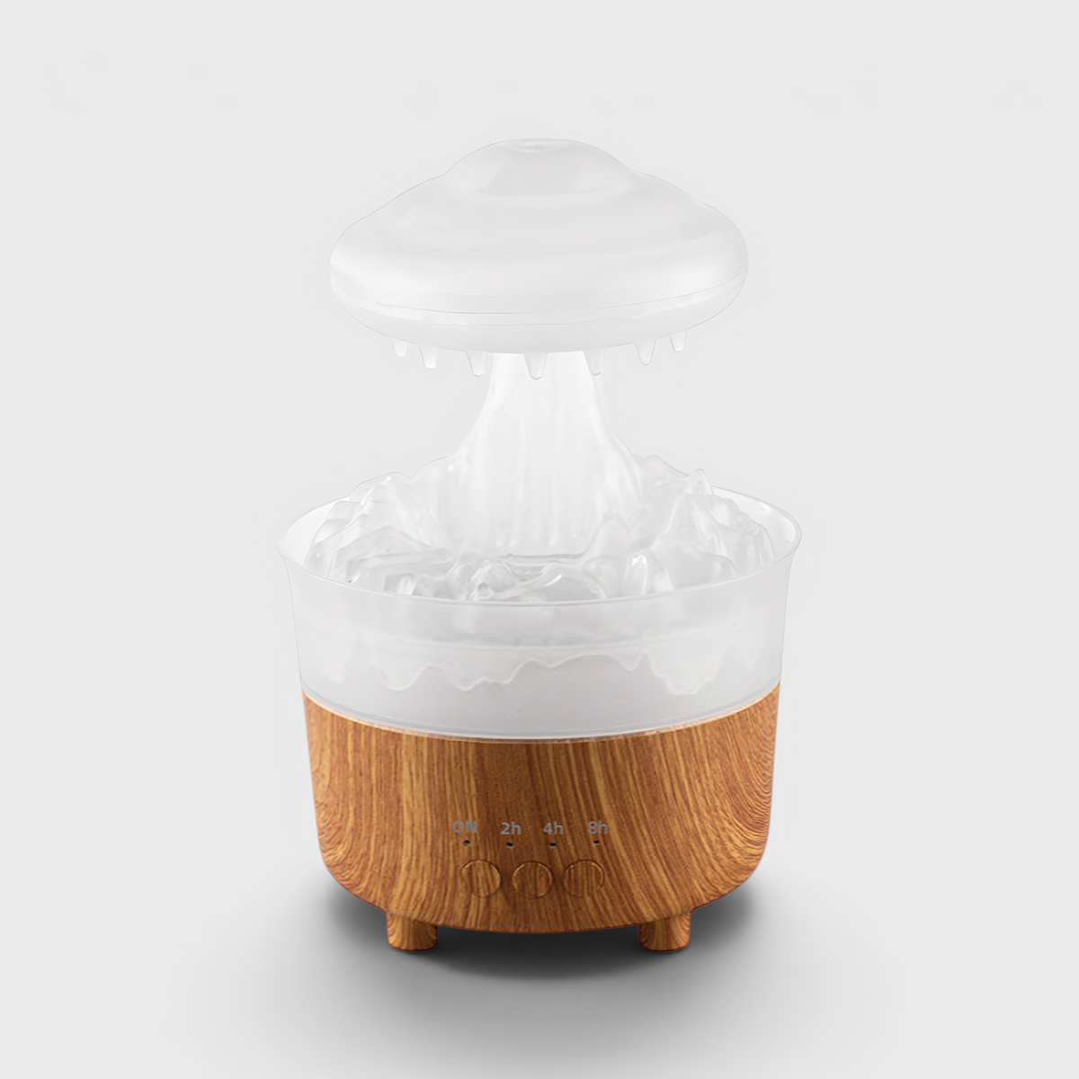 Humidifier Night Light : Rain Cloud Humidifier Lamp – LED Light with Raindrop Sound in Wood Grain White van Vandaliamo
