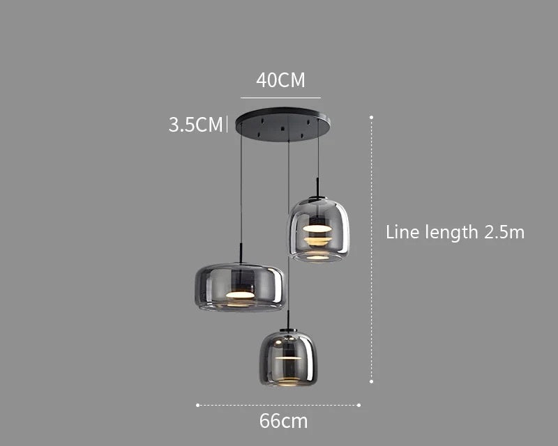 Home Decor : Luxury Glass & Metal Pendant Lamp - Elegant Hanging Light in Design 3 Dia - Black van Vandaliamo