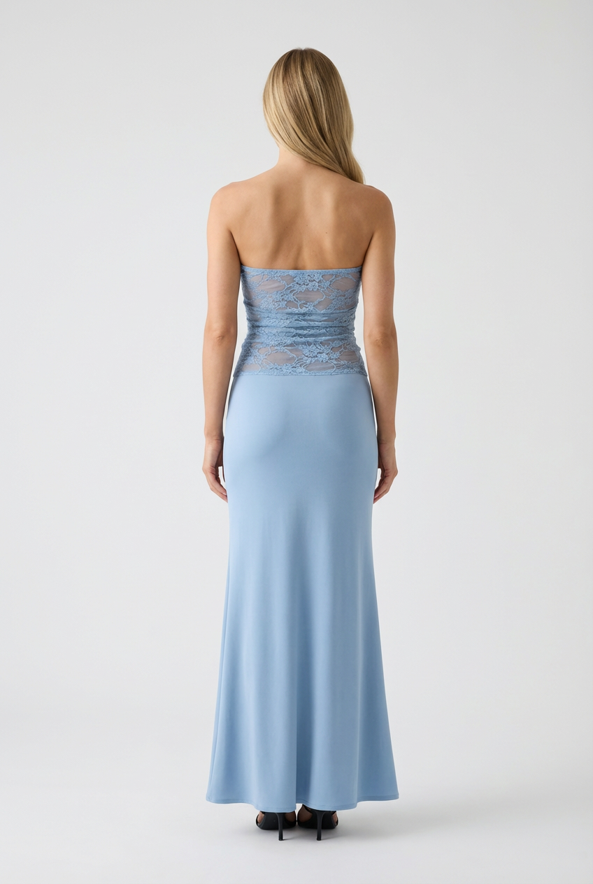 Mermaid Dress : Sky Blue Strapless Lace Mermaid Dress - Elegant Summer Formal Dress in van Vanda Liamo