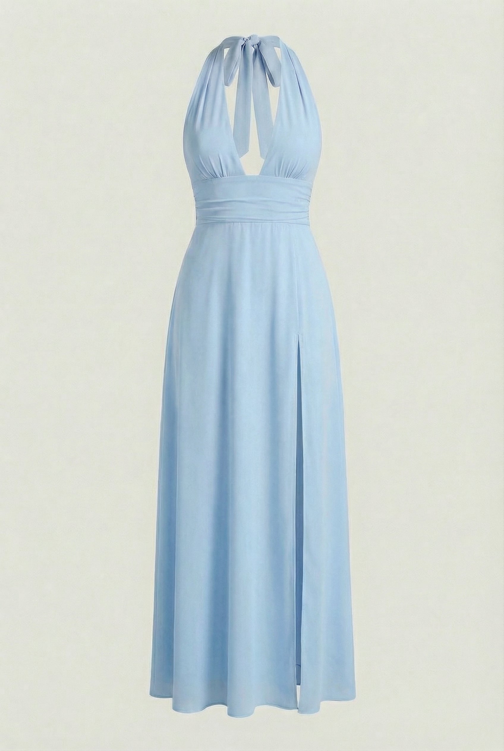 Maxi Dresses : Women's Blue Backless Maxi Dress - Elegant & Flowy Summer Gown in Blue van Vanda Liamo
