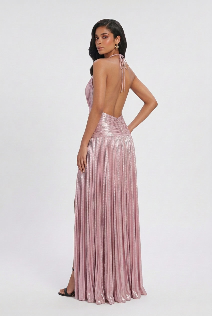 Women’s Dresses : Women's Metallic Pink Maxi Dress - Shimmering & Elegant Long Gown in van Vanda Liamo
