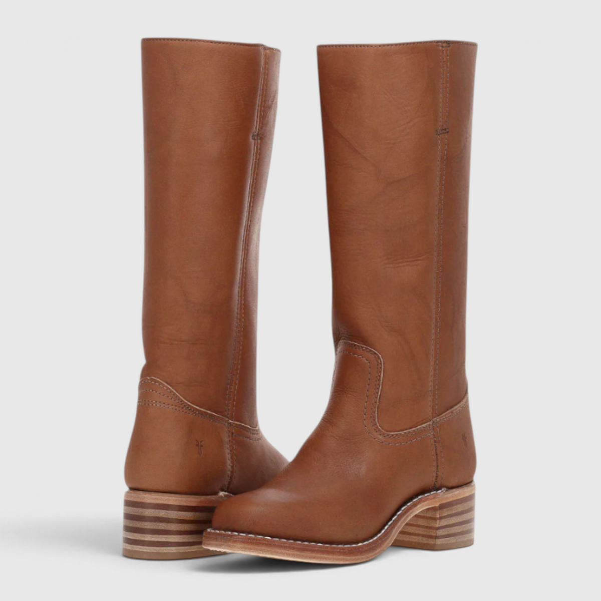 Fashion : Women's Knee-High Leather Boots with Heel in Brown van Vanda Liamo